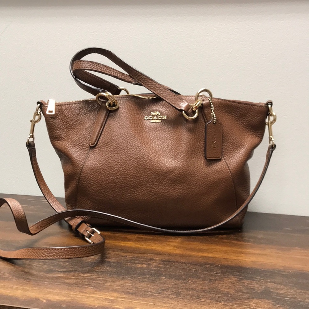 Coach Small Kelsey Satchel in Brown Pebble Leather F28993